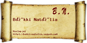 Bükki Natália névjegykártya